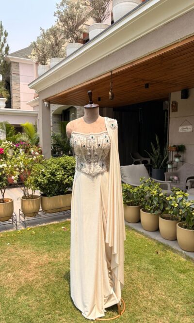 Ivory celestial drape saree