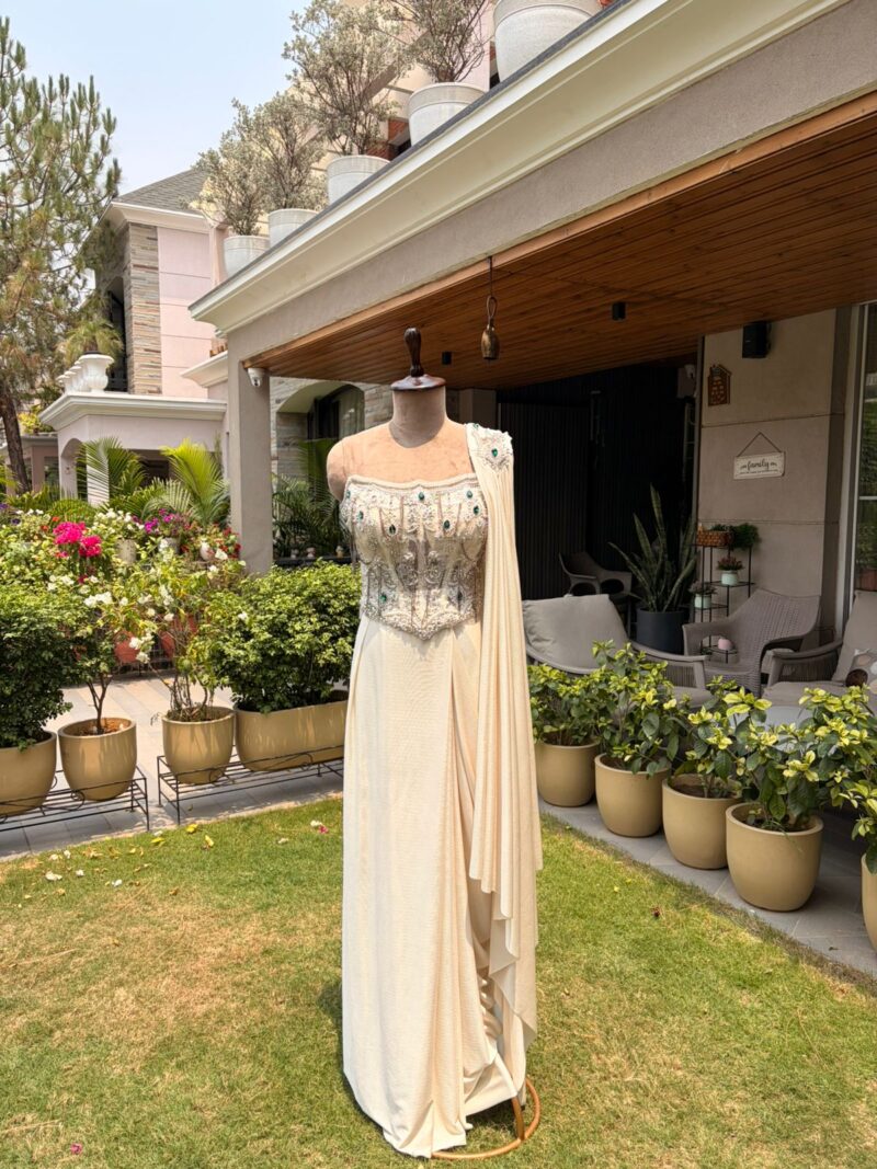 Ivory celestial drape saree