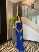 Royal blue elegant drape saree