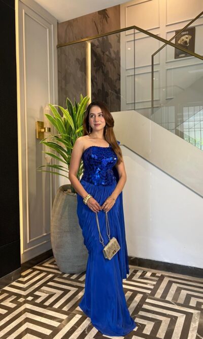 Royal blue elegant drape saree