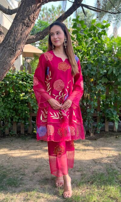 Elegant magenta floral  co-ord set