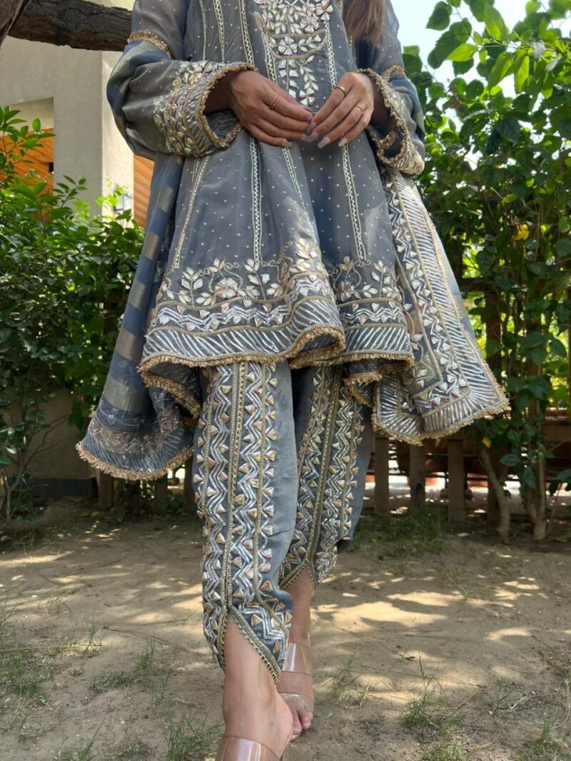 Dusty blue elegant dhoti suit set