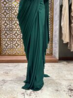 Royal green embellished drape saree