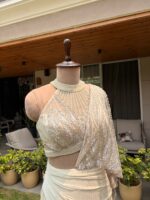 Pearl cascade drape saree