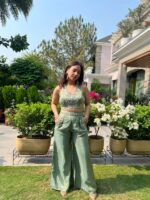 Green Fusion Indo western set with dupatta