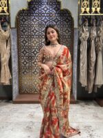 Sunset scarlet embellished saree