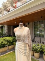 Pearl cascade drape saree