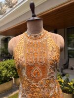 Embroidered mustard sharara set with dupatta