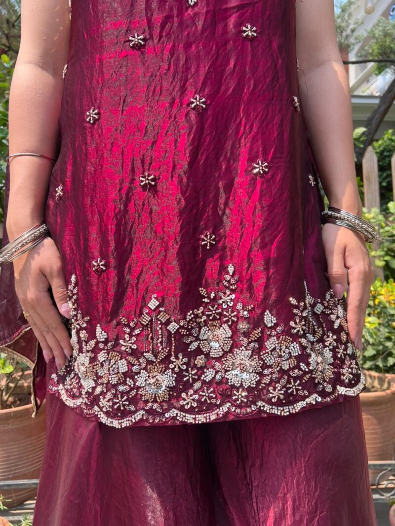 Ruby red veil sharara set with dupatta
