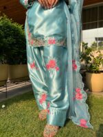 Aqua bloom festive suit set with dupatta