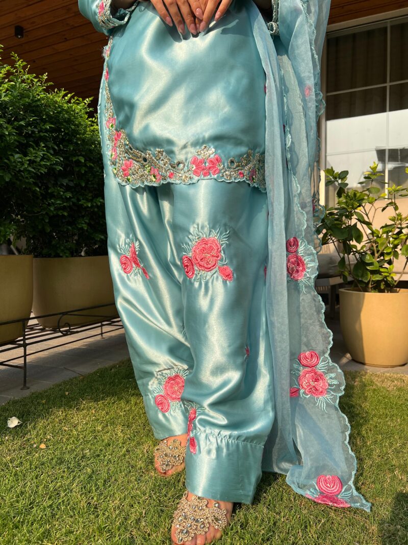 Aqua bloom festive suit set with dupatta