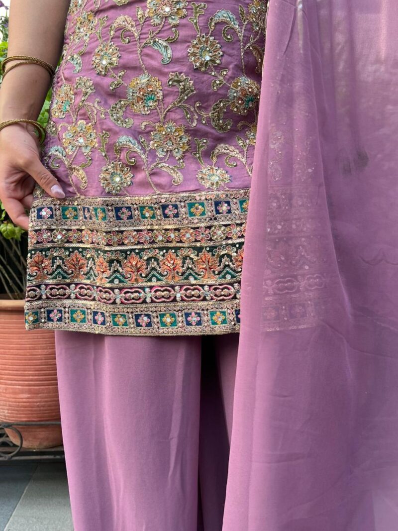 Lavender gold sharara set with dupatta