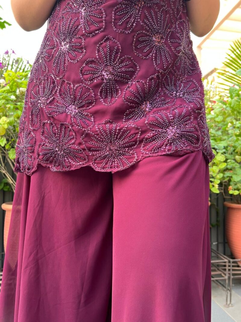 Midnight plum shimmer set with dupatta