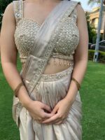Celestial pearl drape saree