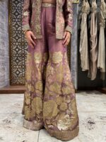 Mauve celestial sharara set with jacket