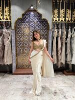 Pure ivory embellished drape saree