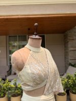 Pearl cascade drape saree