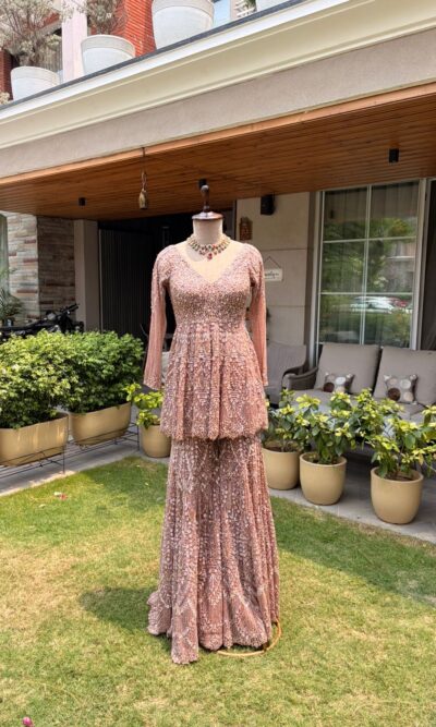 Rose gold mirage sharara set