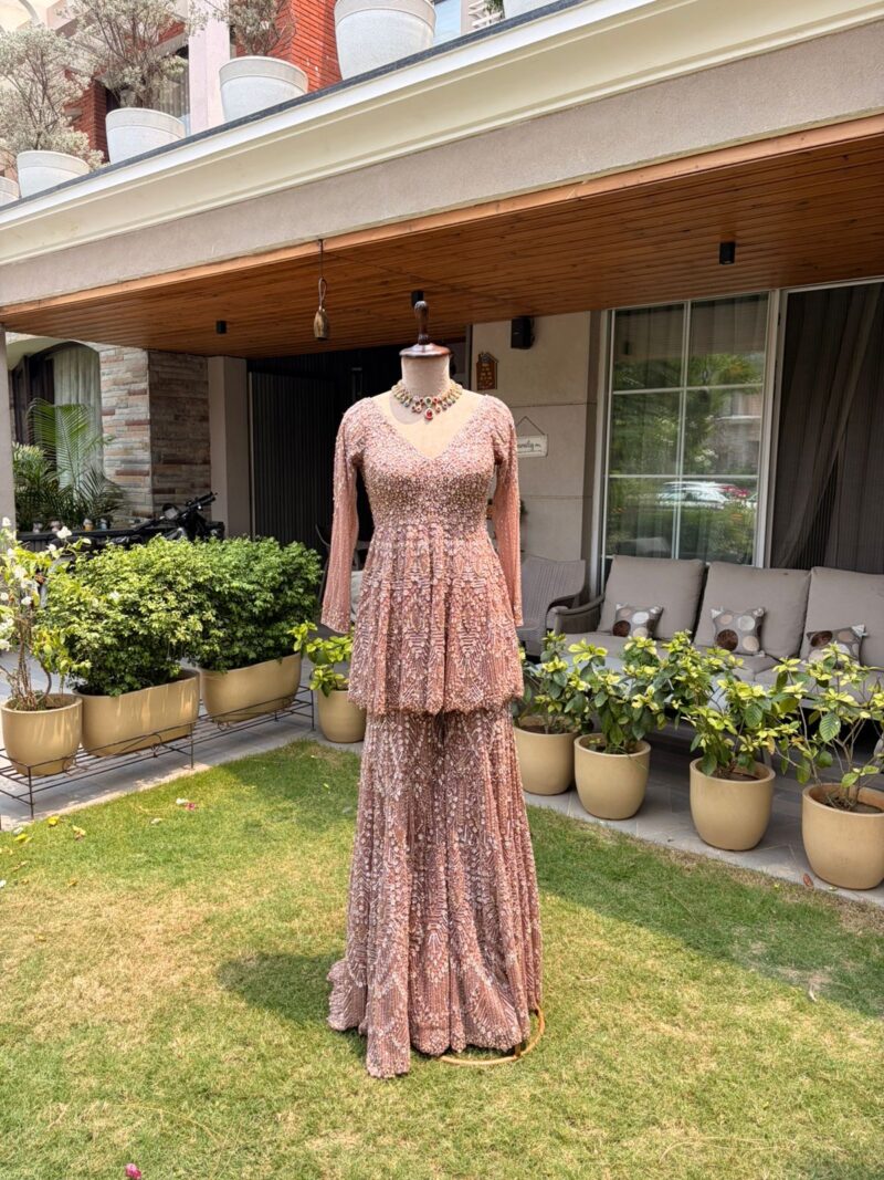 Rose gold mirage sharara set