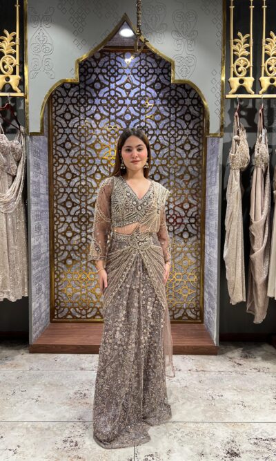 Moonlit drape saree set