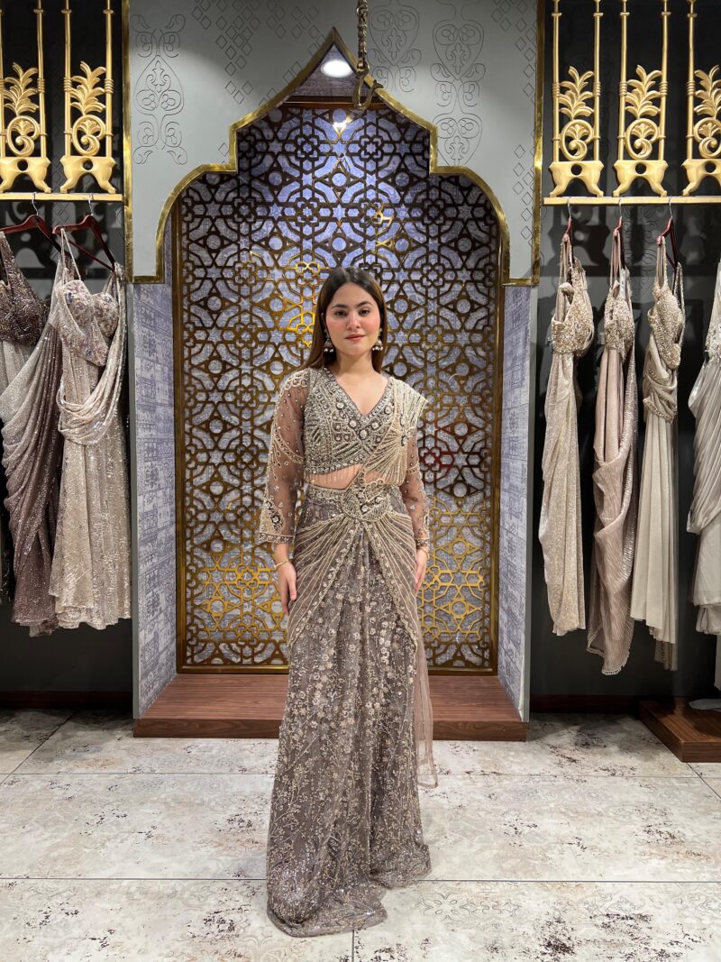 Moonlit drape saree set