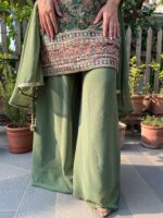 Olive embellished suit set with dupatta