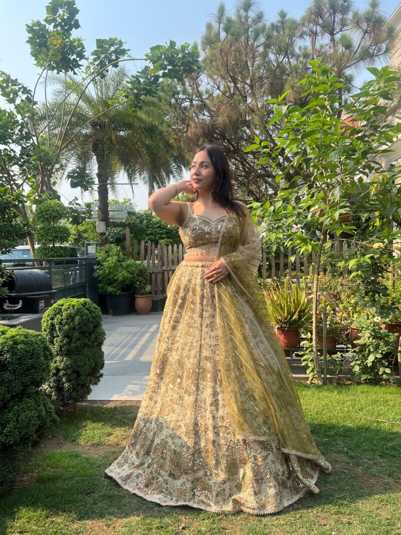 Sage green celestial lehenga