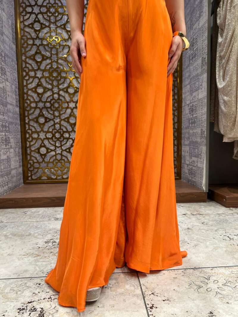 Sunset orange fusion Indo-western set