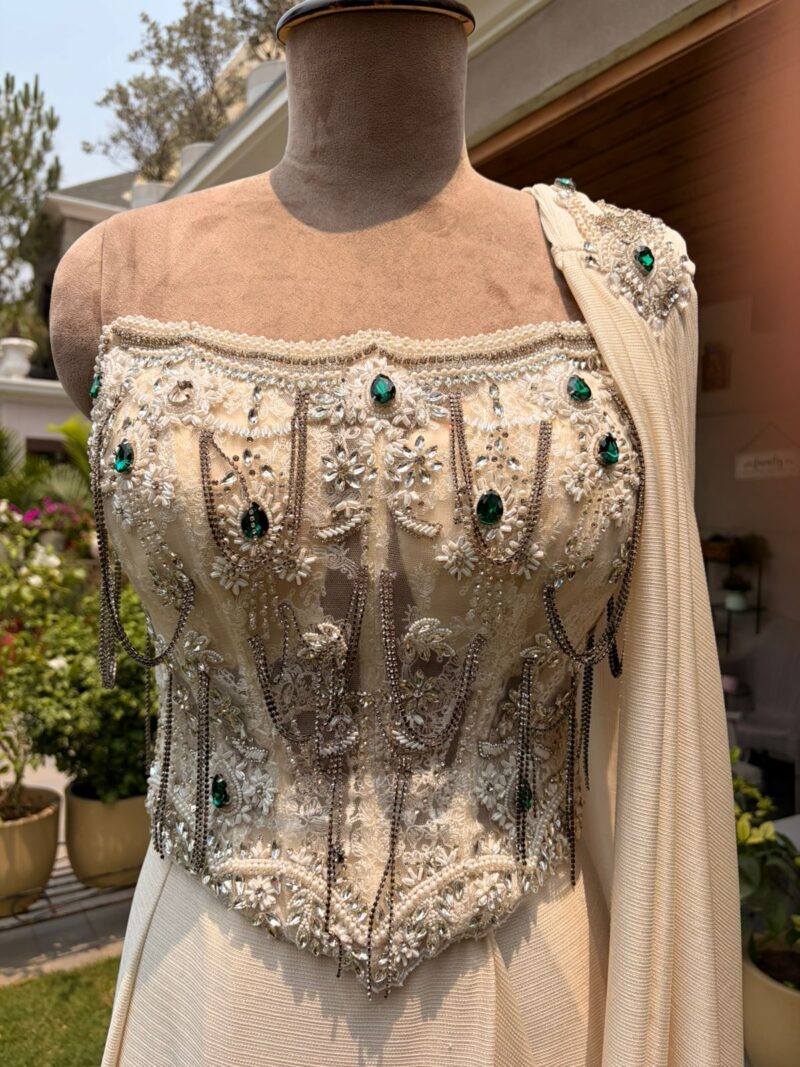Ivory celestial drape saree