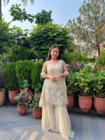 Ivory noor embellished sharara set