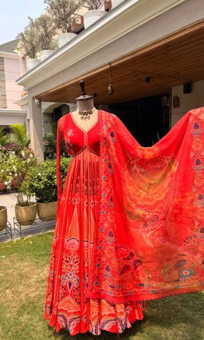 Ruby red signature lehenga set