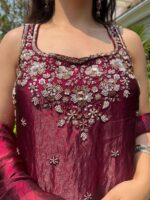 Ruby red veil sharara set with dupatta