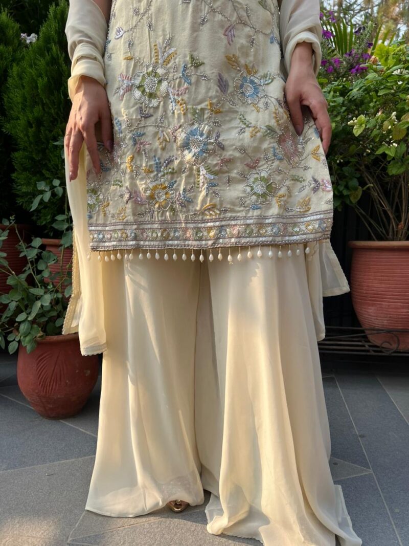 Ivory noor embellished sharara set