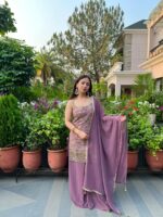 Lavender gold sharara set with dupatta