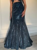 Electric blue fish cut embellished lehenga