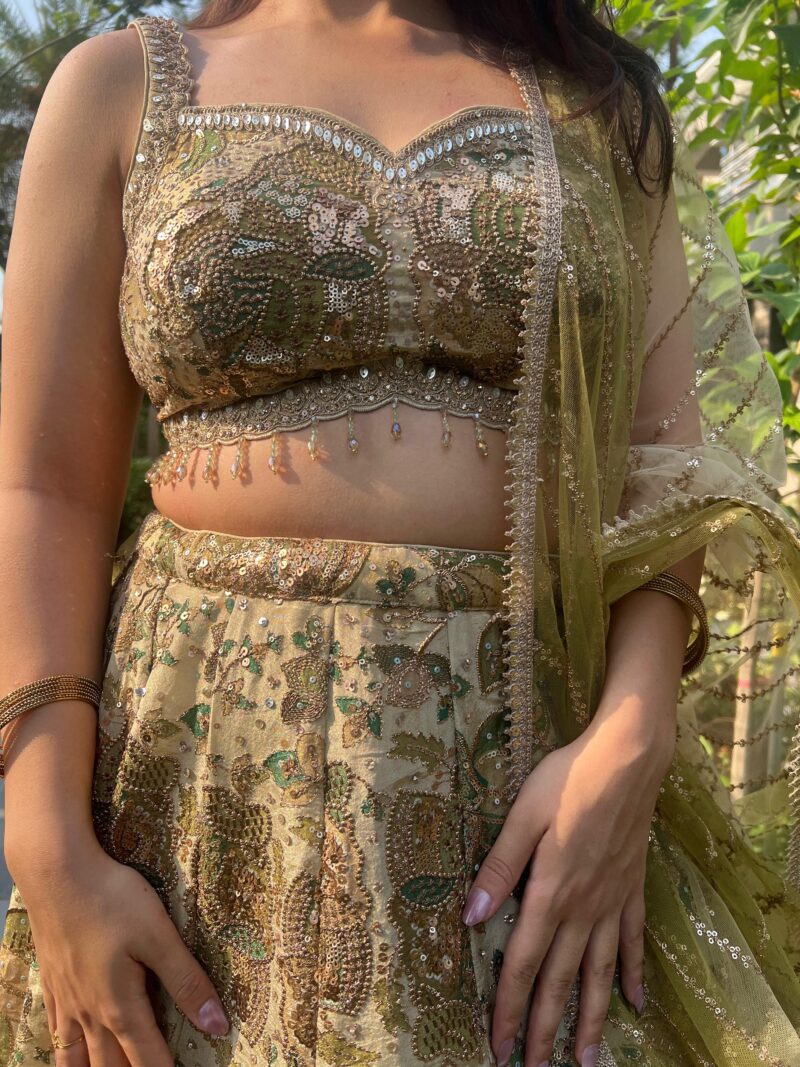 Sage green celestial lehenga