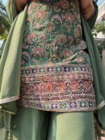 Olive embellished suit set with dupatta