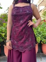 Midnight plum shimmer set with dupatta
