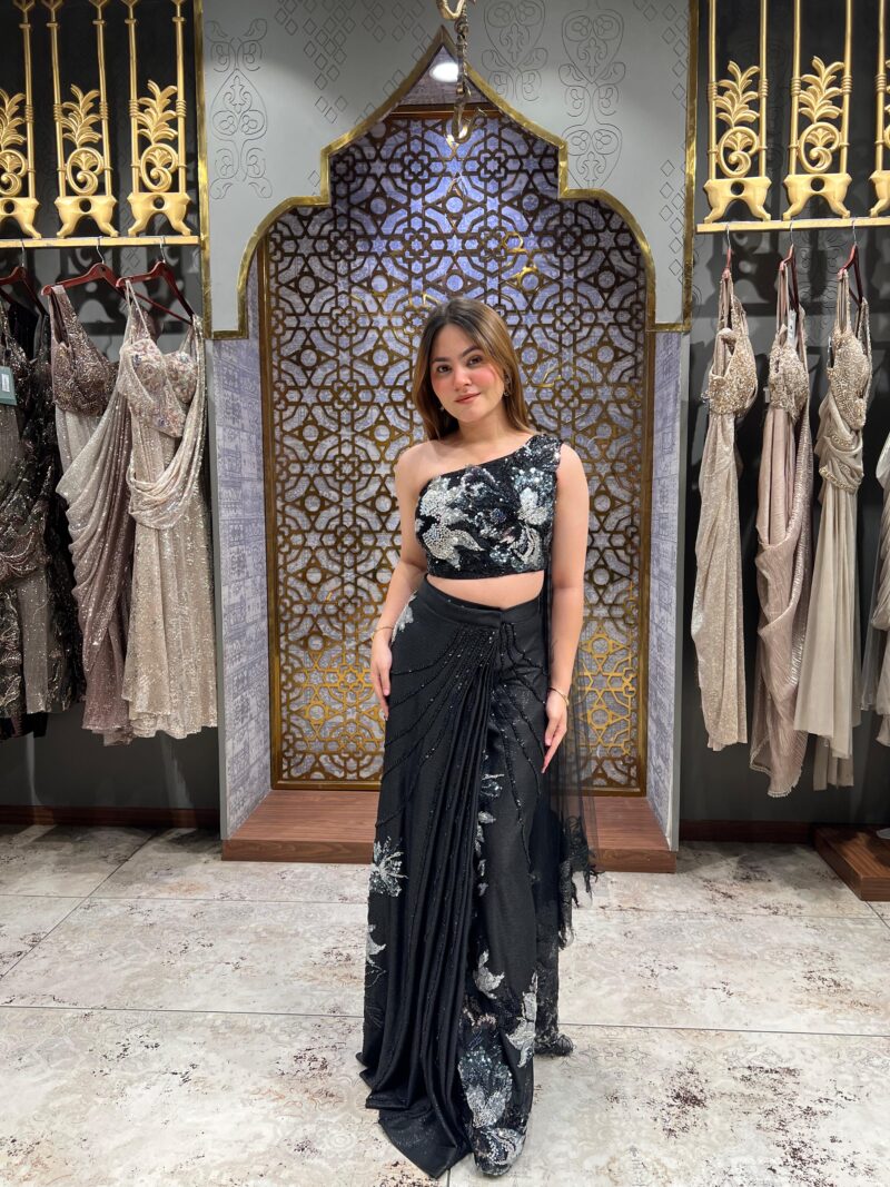 Midnight sequin elegant drape saree