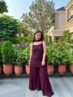 Midnight plum shimmer set with dupatta