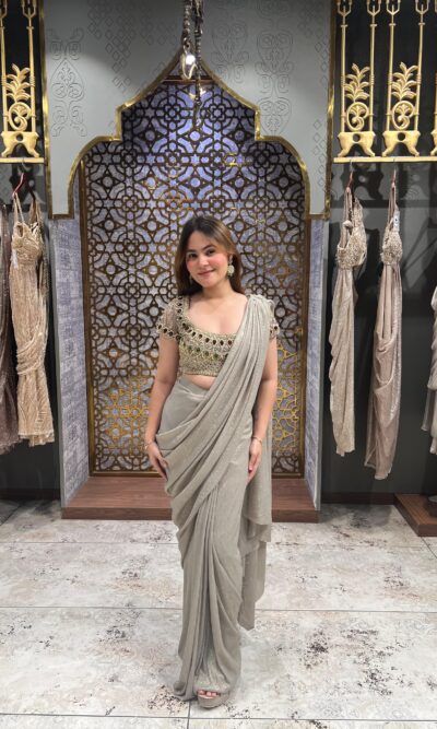 Moonstone drape saree set