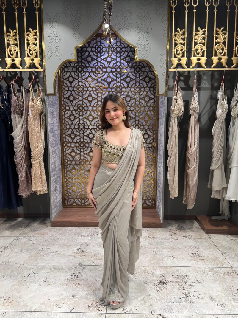 Moonstone drape saree set