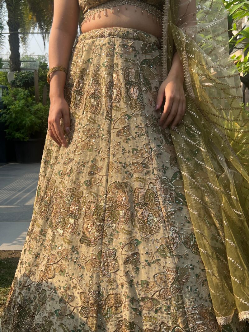 Sage green celestial lehenga