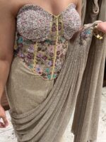 Moonlit pearl drape saree