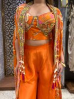Sunset orange fusion Indo-western set