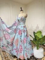 Blue celeste bloom lehenga set