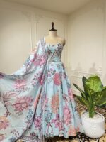 Blue celeste bloom lehenga set