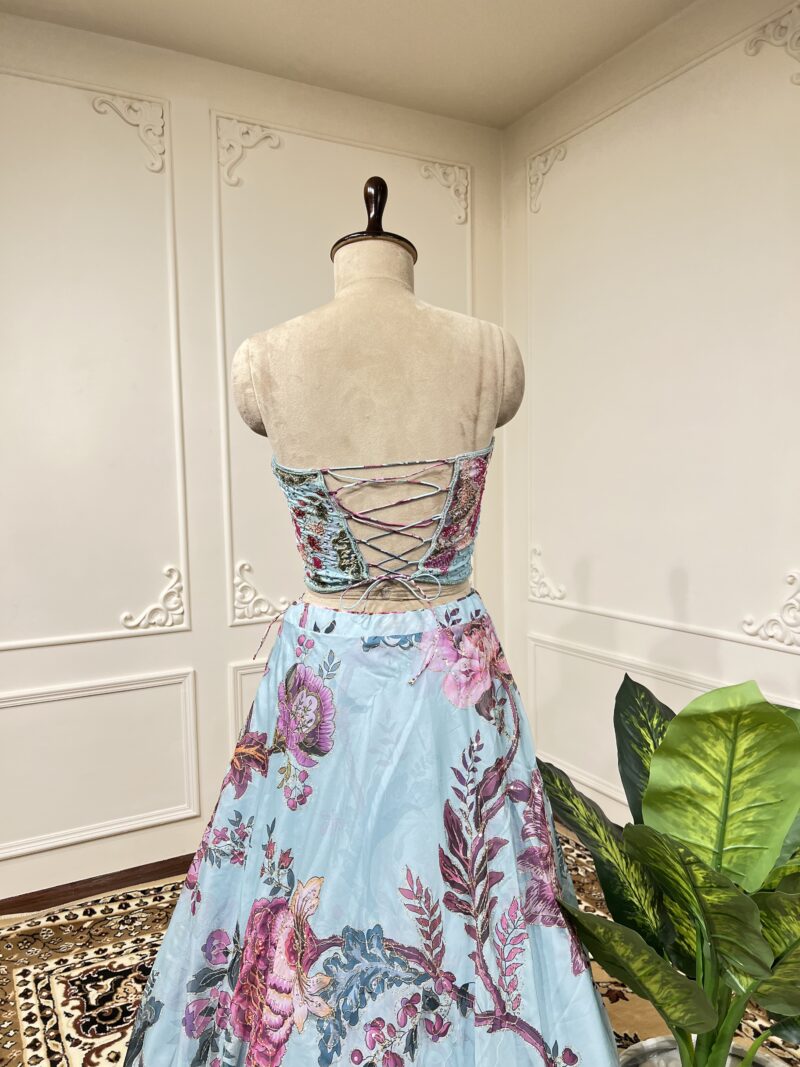 Blue celeste bloom lehenga set