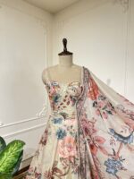 Cream enchanted bloom lehenga set